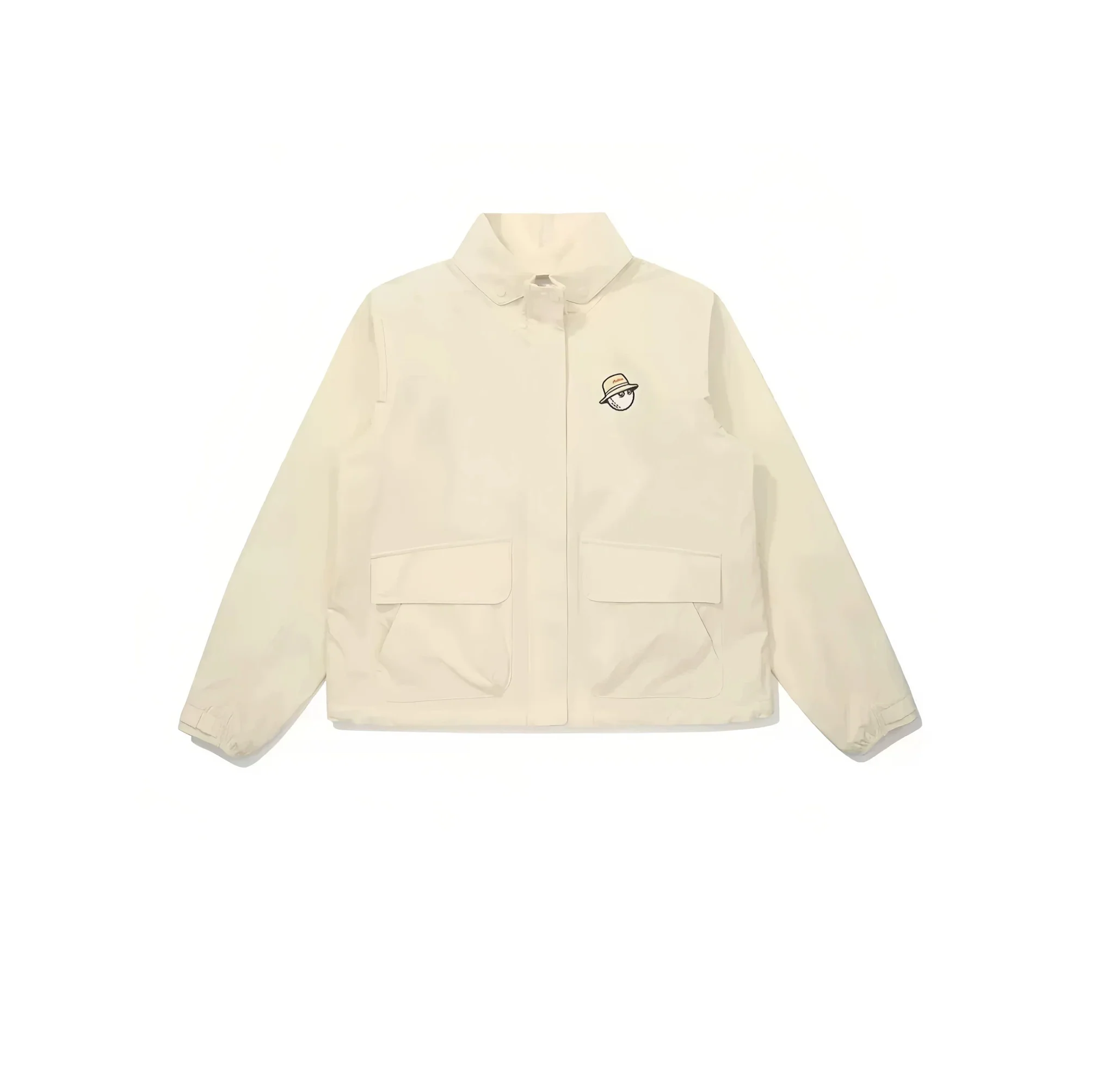 Malbon Women Golf Windbreaker Jacket Zip Hooded 2026 Beige front view 베이지 골프 의류 정면