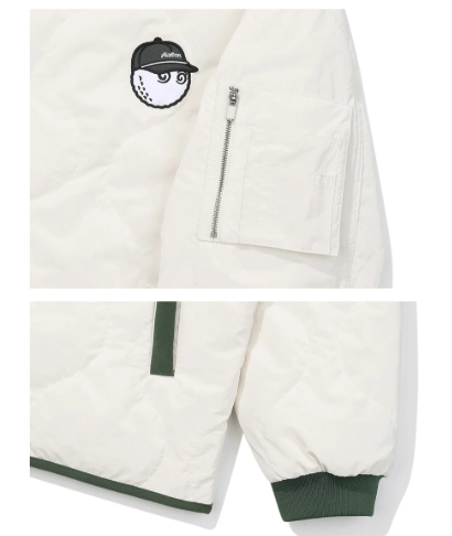 Malbon men padded jacket embroidered bunny logo close-up