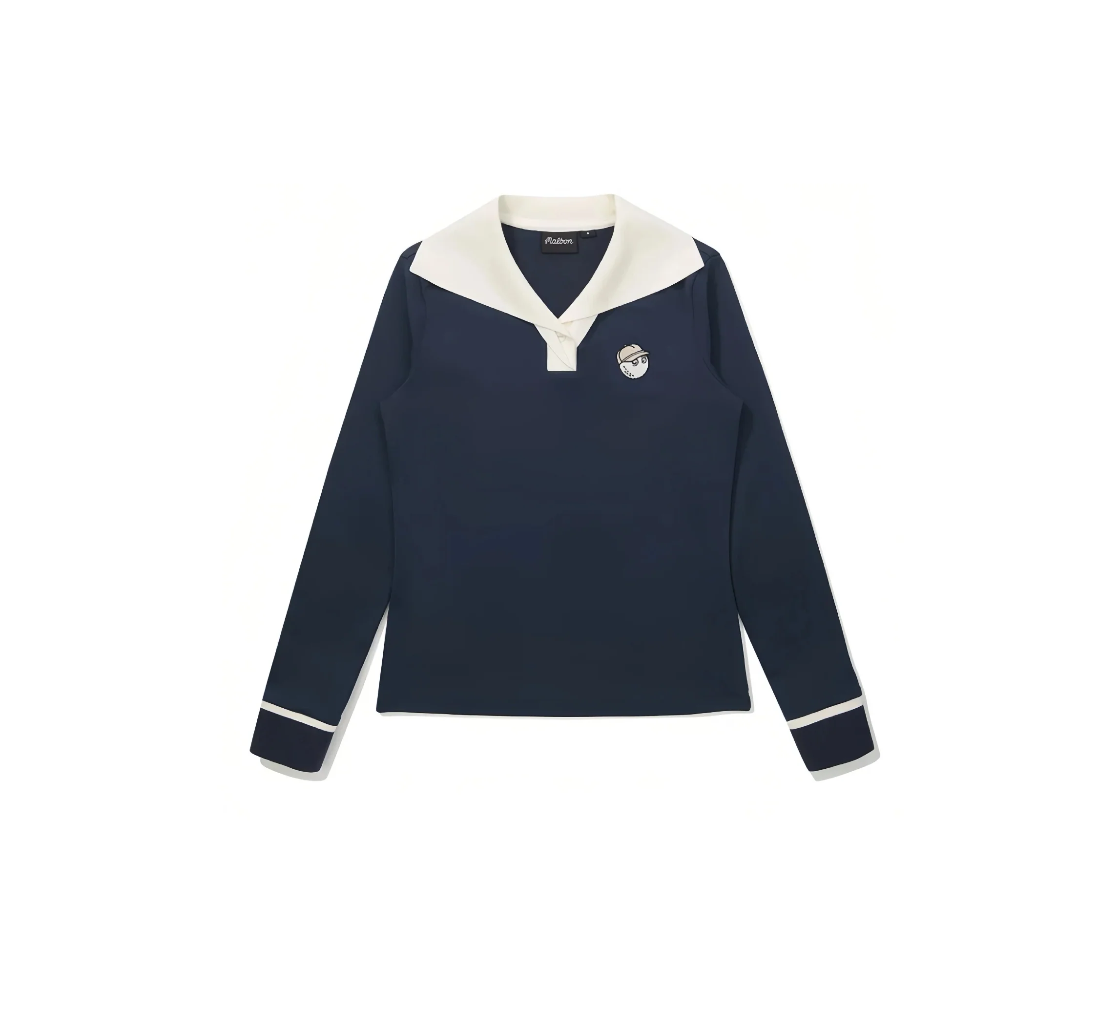 Malbon Women Golf Ice Silk Polo Shirt Knit Collar Top 2026 Navy Blue front view