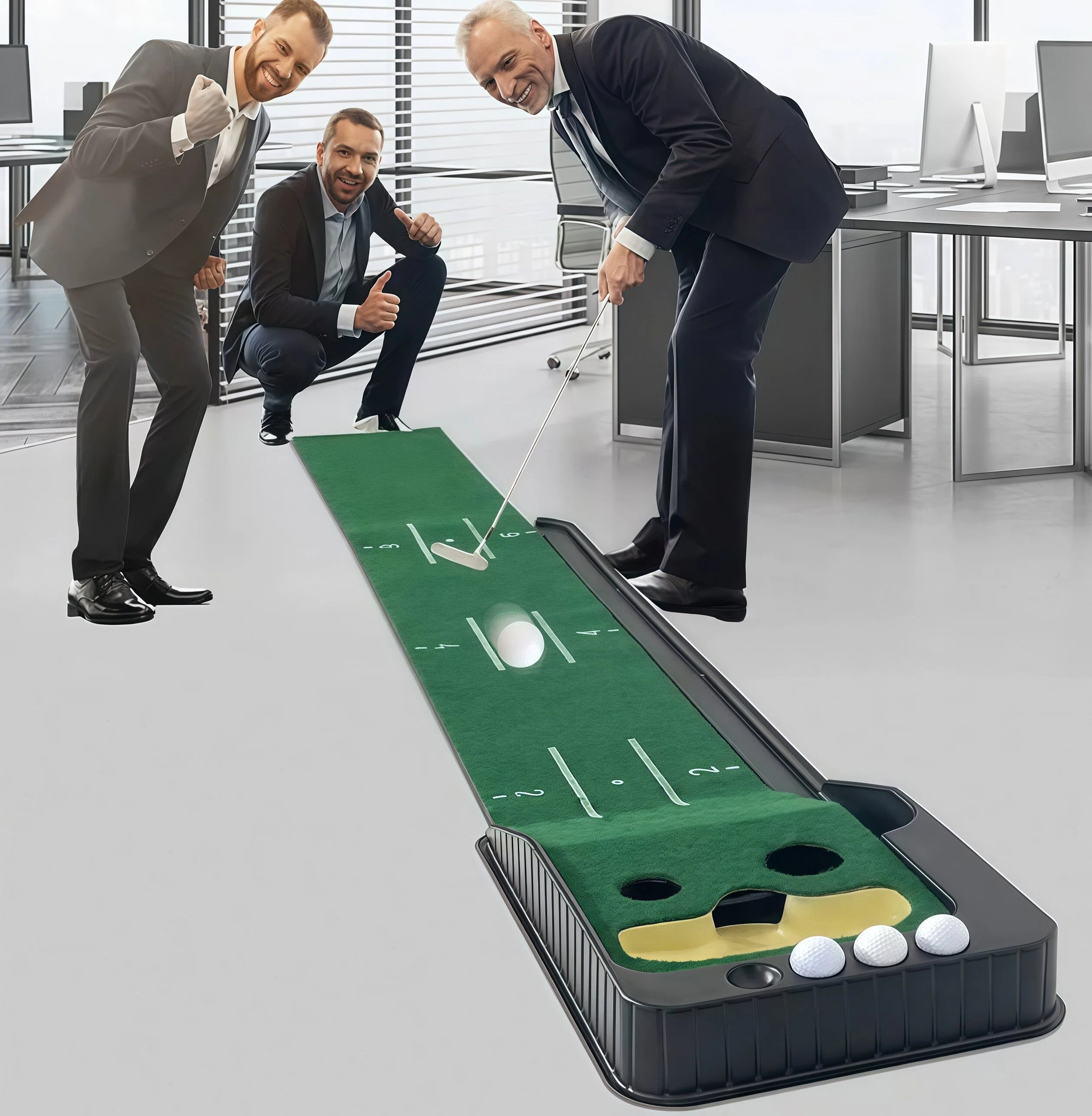 HOW TRUE Golf Putting Trainer Mat Auto Ball Return
