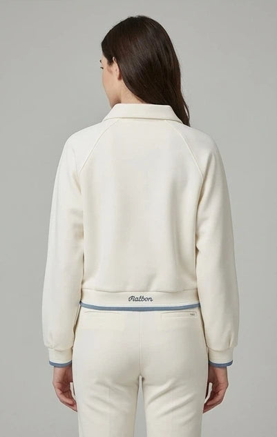 Malbon women's half-zip stand-collar golf sweatshirt — styled lifestyle view 7