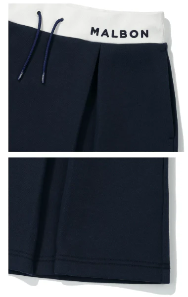Malbon Women's Golf Skort - Autumn Winter Sport Skirt Dark Blue fabric and trim detail 다크 블루 골프 의류 원단과 트림 디테일