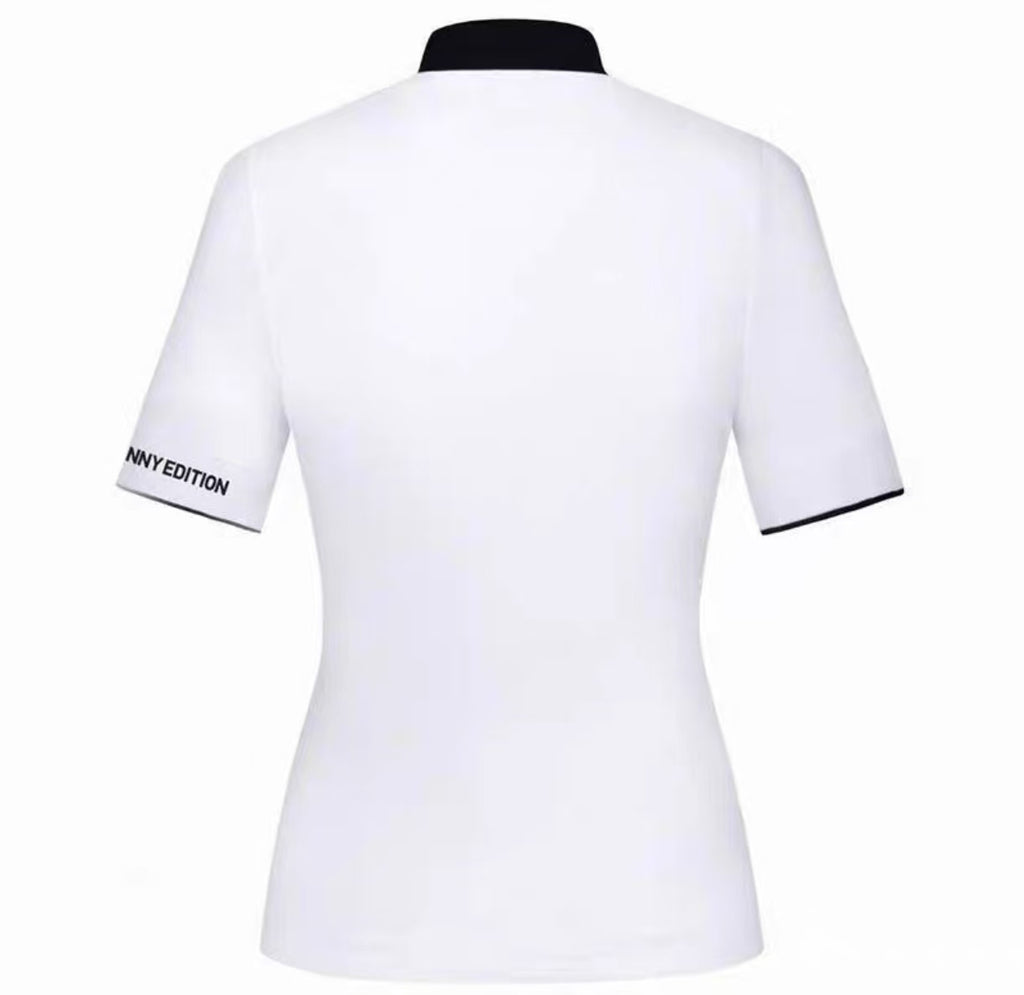 Women’s Spring Summer Breathable Quick-Dry Slim Golf Polo Shirt in White - product view