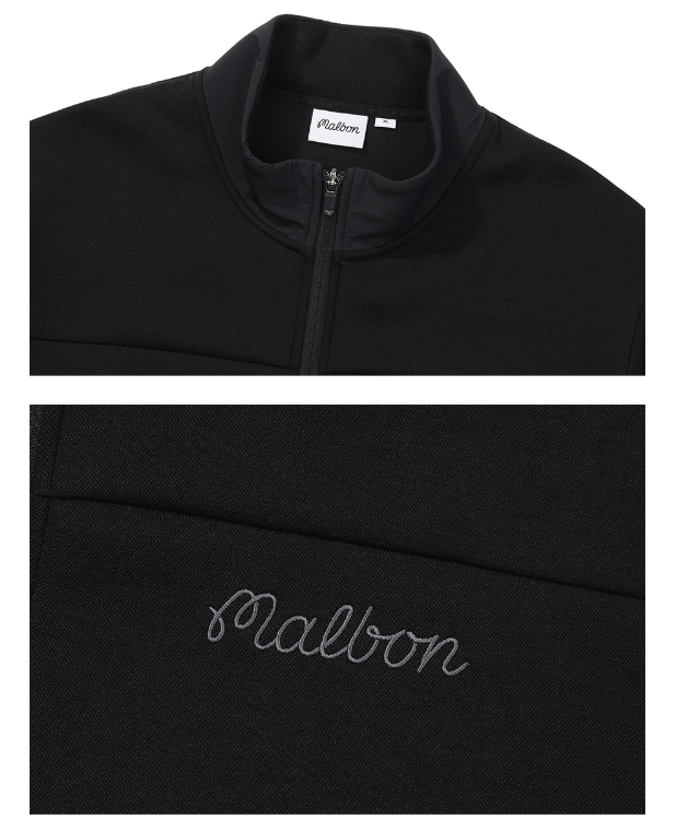 Malbon Golf Men’s Stand Collar Full-Zip Fleece Jacket
