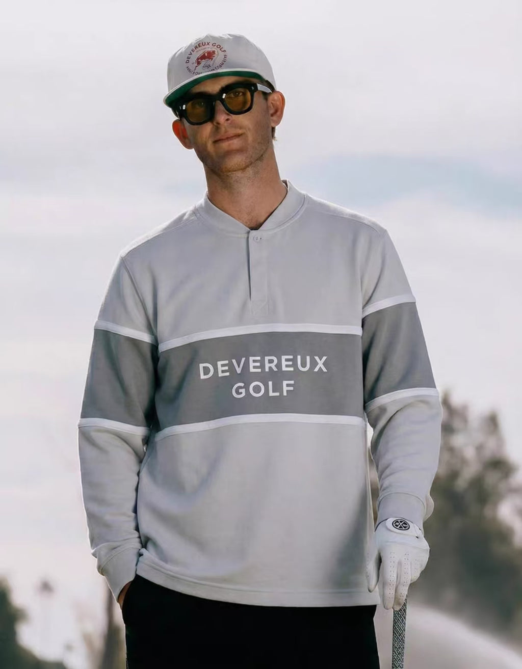 Devereux Golf 남성 그레이 컬러블록 헨리 스웨트셔츠 그레이 제품 이미지