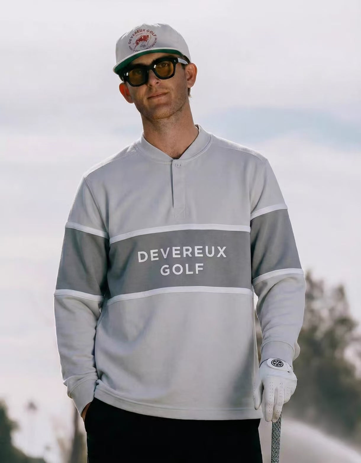 Devereux Golf 남성 그레이 컬러블록 헨리 스웨트셔츠 그레이 제품 이미지