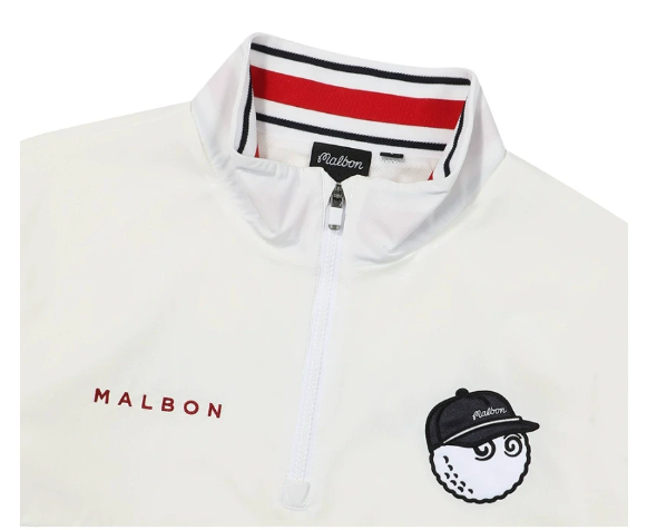 Malbon men golf jacket embroidered bunny logo close-up