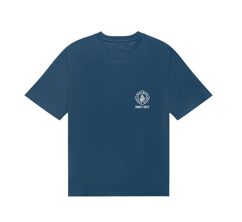 Malbon men's Vesta crewneck golf T-shirt in Navy Blue, front view