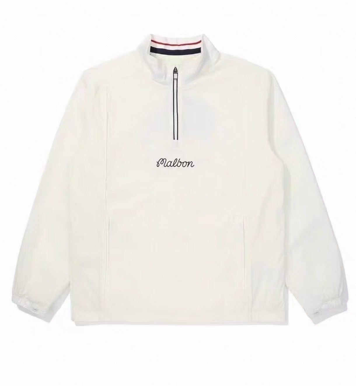Malbon Golf Men’s Quick-Dry Stand 칼라 Half-Zip 풀오버 화이트 전면 이미지