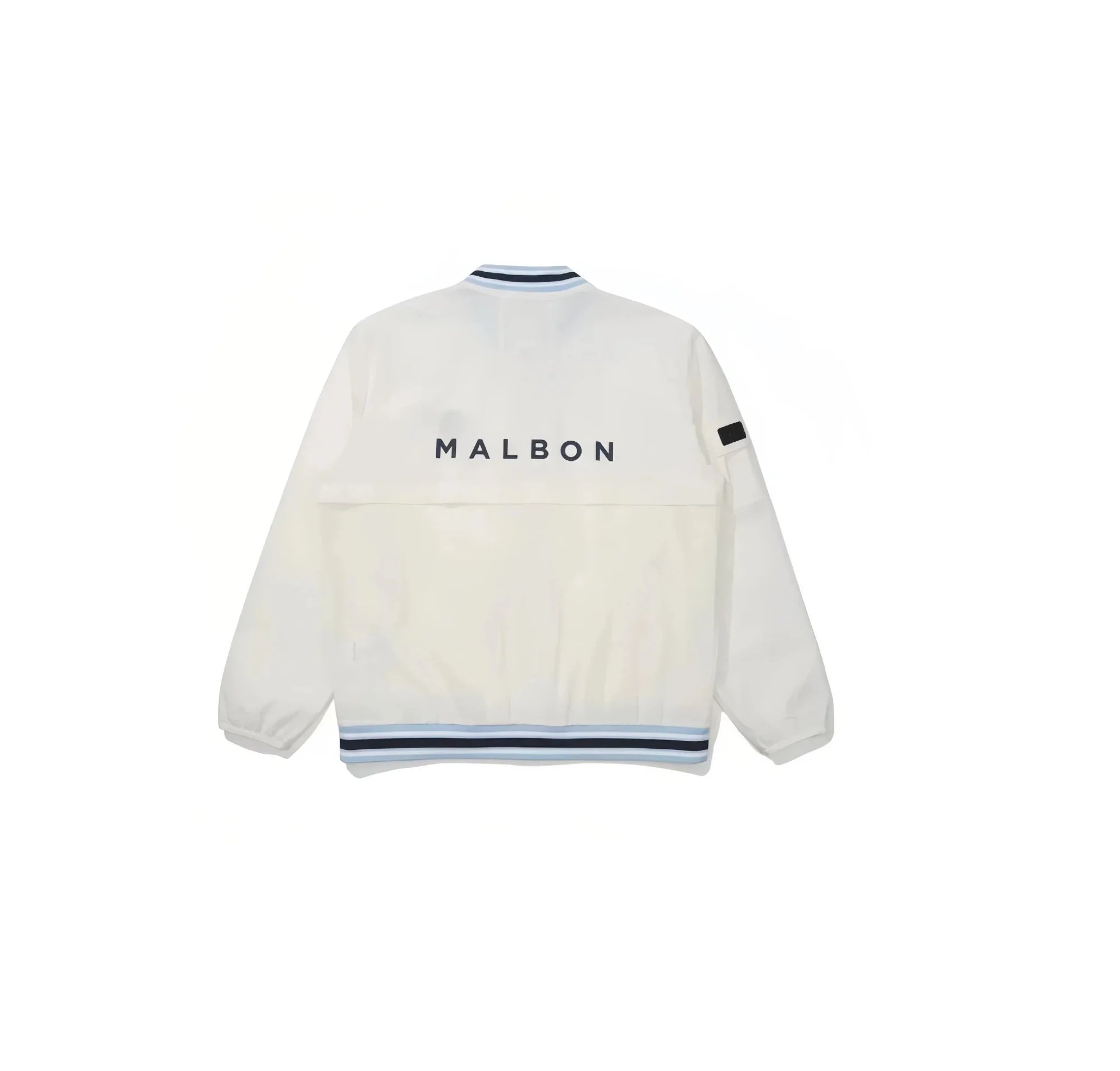 Malbon Men's Golf Zip Jacket - Breathable Sport Outerwear White back view 화이트 골프 의류 후면