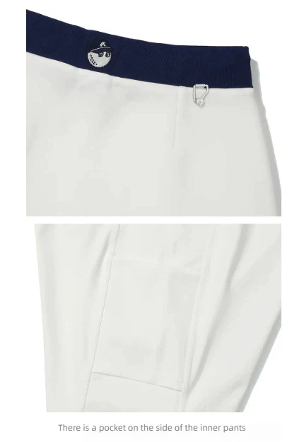 Malbon Women's Golf Skort - Autumn Winter Sport Skirt White logo and trim detail 화이트 골프 의류 로고와 마감 디테일