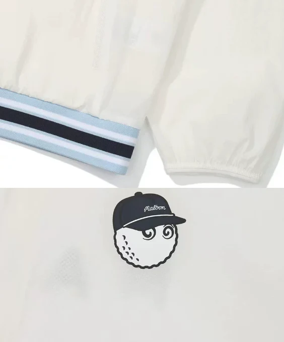 Malbon Men's Golf Zip Jacket - Breathable Sport Outerwear White fabric and trim detail 화이트 골프 의류 원단과 트림 디테일