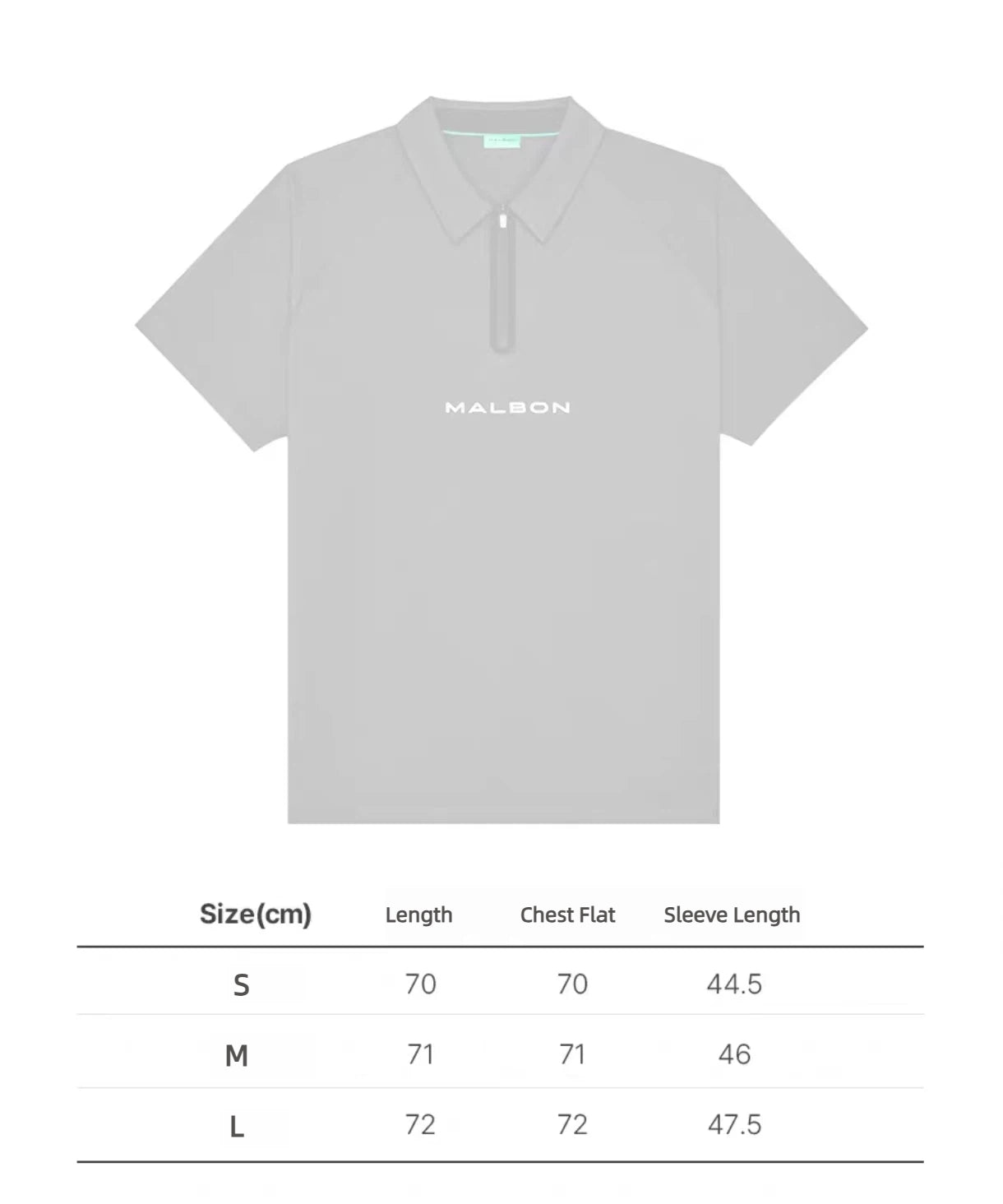 Malbon Golf 쿼터 지퍼 골프 폴로 셔츠 블랙 사이즈 차트