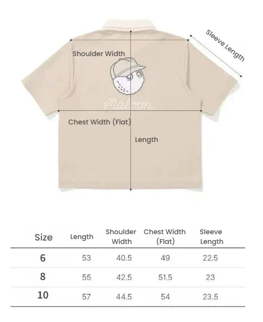 Malbon Women Golf Polo Shirt Casual Sports Collar Tee Khaki 카키 사이즈 차트