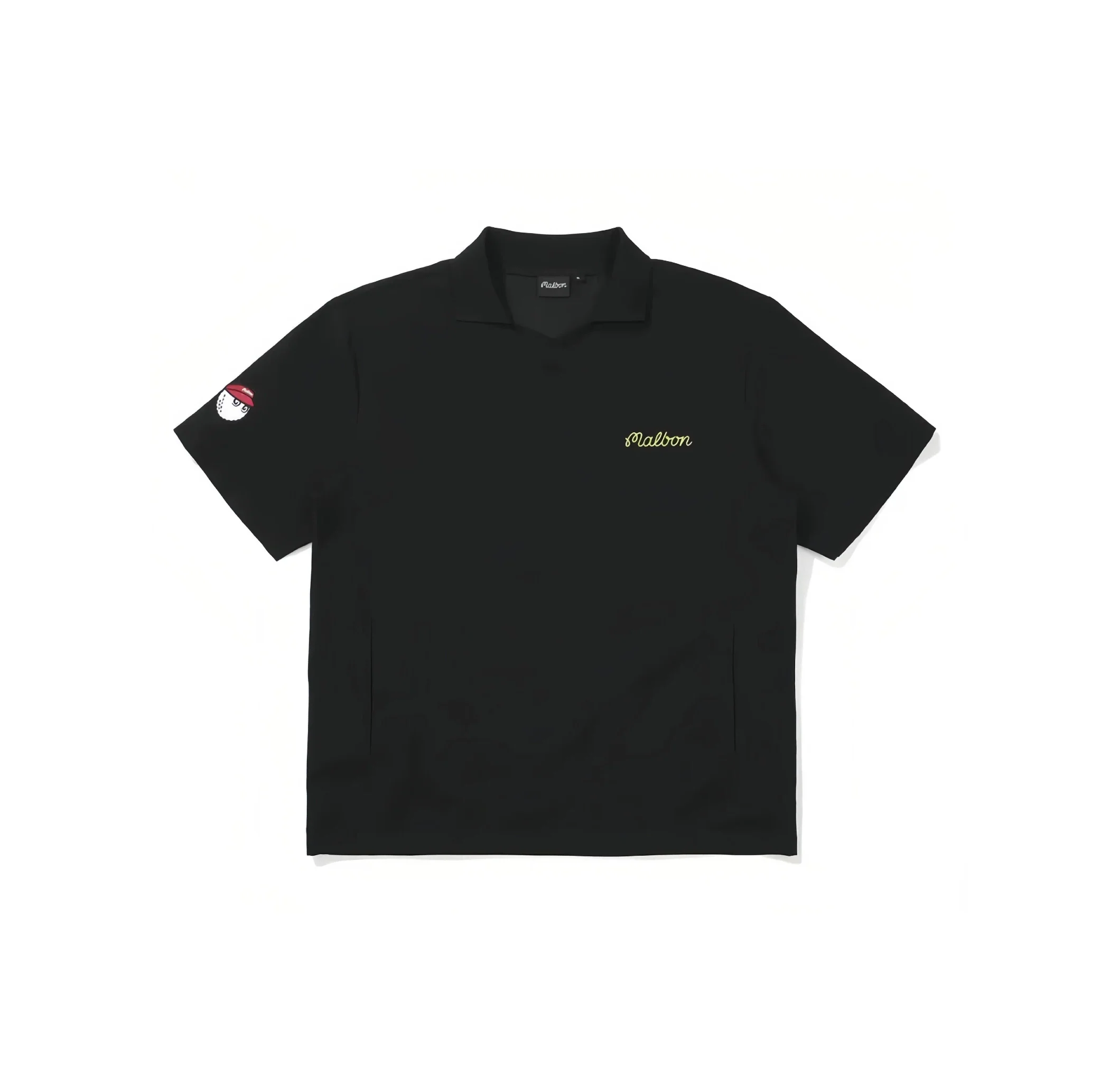 Malbon Men Golf Polo Shirt Breathable Quick Dry Tee 2025 Black front view 블랙 골프 의류 정면