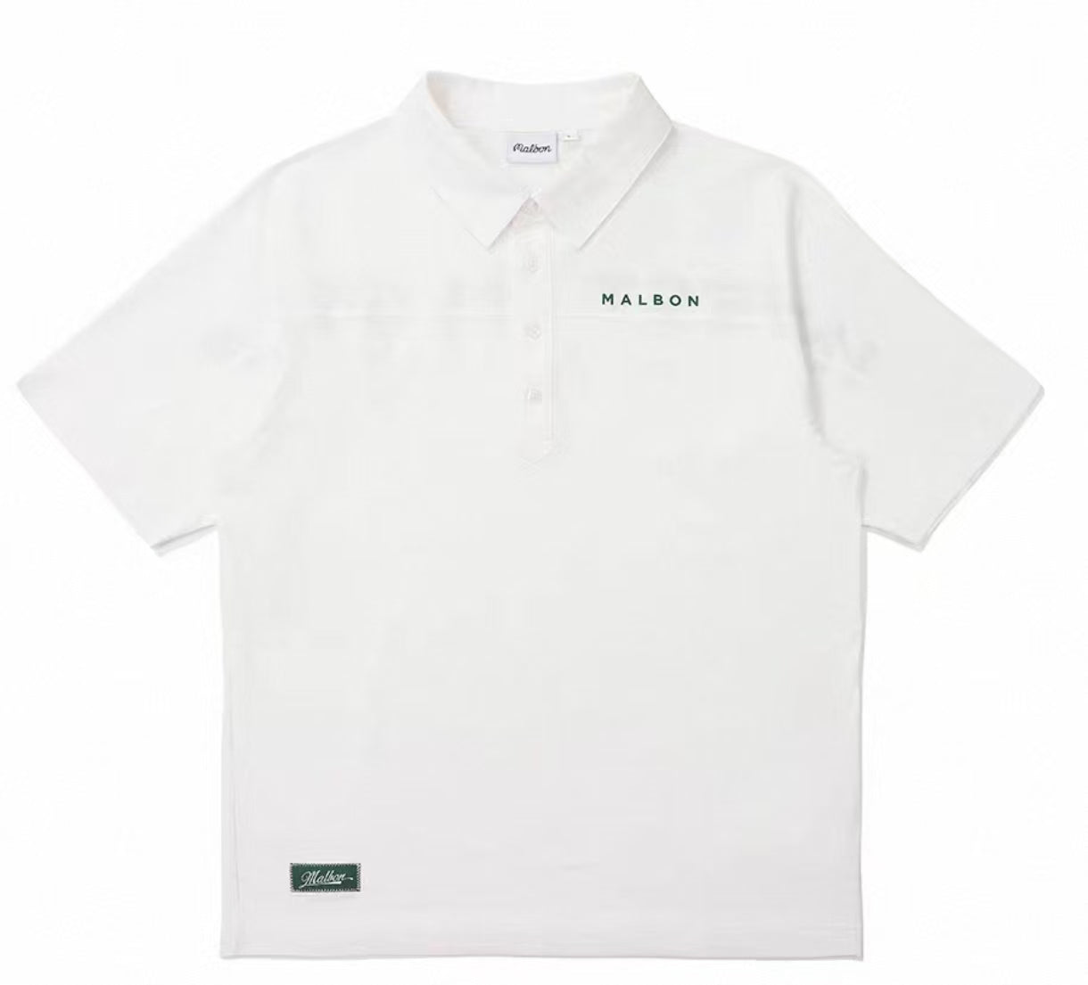 Malbon Golf 남성용 캐주얼 속건 폴로 셔츠 화이트 정면