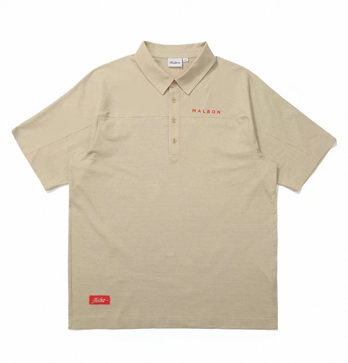 Malbon Golf 남성용 캐주얼 속건 폴로 셔츠 카키 정면