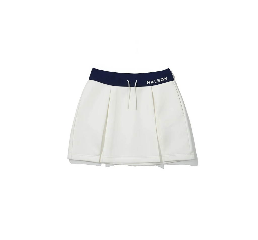 Malbon Women's Golf Skort - Autumn Winter Sport Skirt White front view 화이트 골프 의류 정면