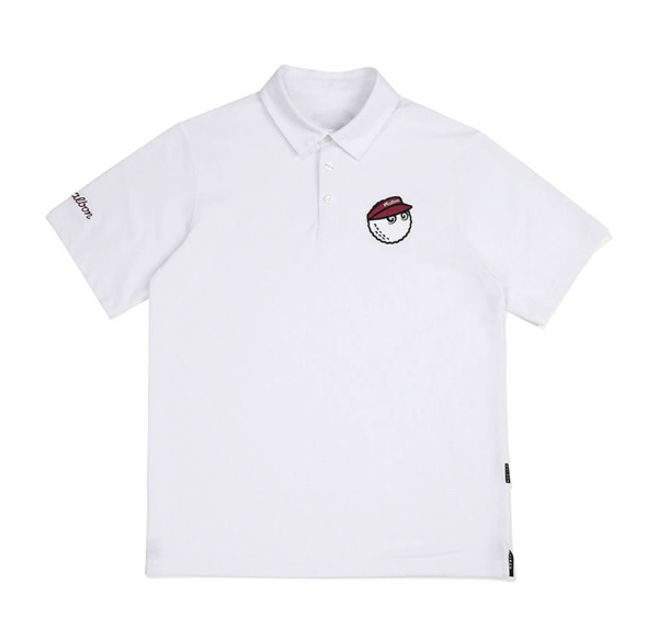 Malbon Golf 남성용 통기성 속건 폴로 셔츠 화이트 정면