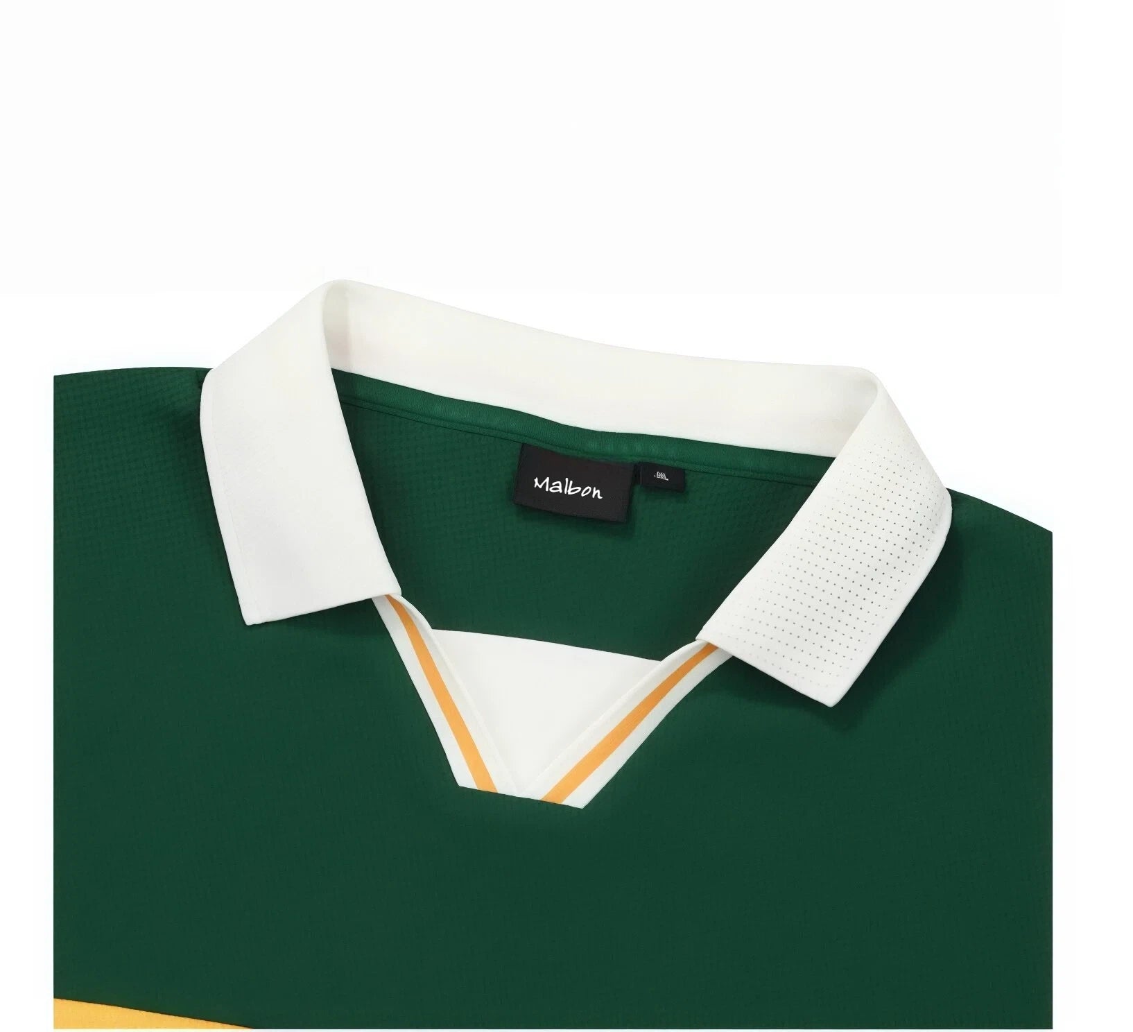 Malbon men polo shirt placket and button close-up