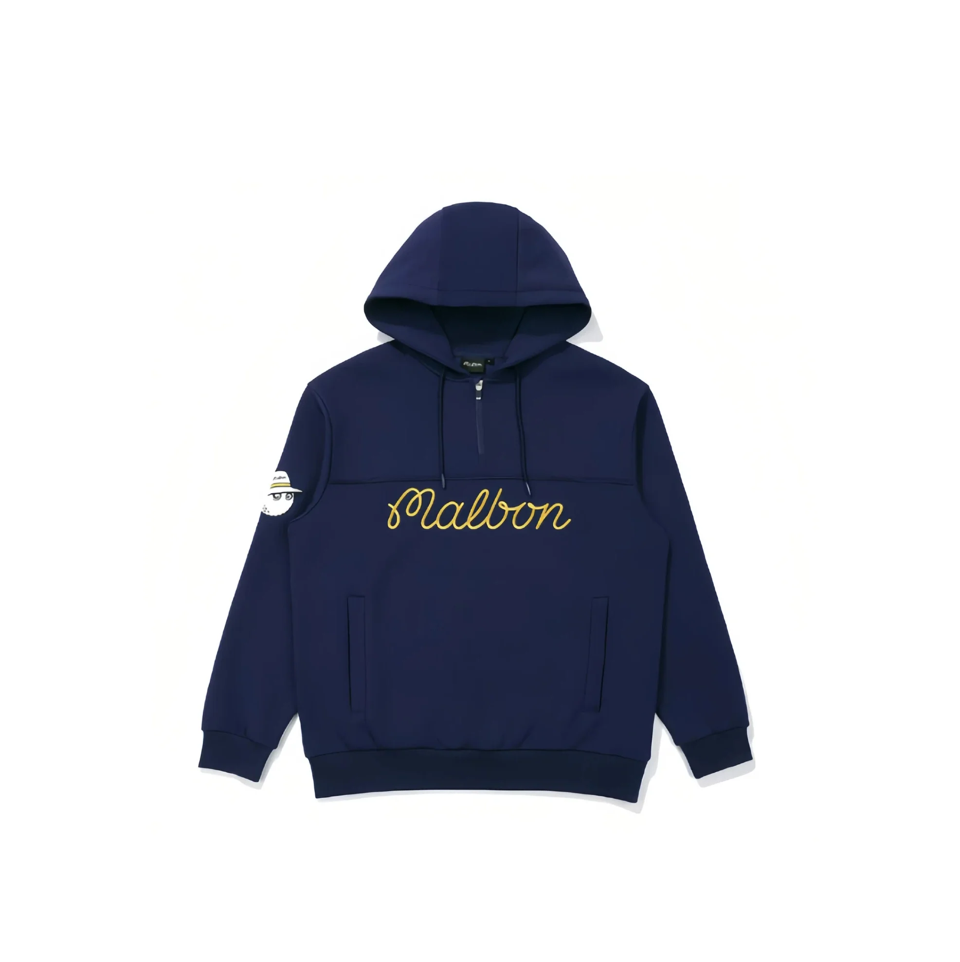 Malbon Men Golf Hoodie Half Zip Casual Sport Jacket Navy Blue front view 네이비 블루 골프 의류 정면