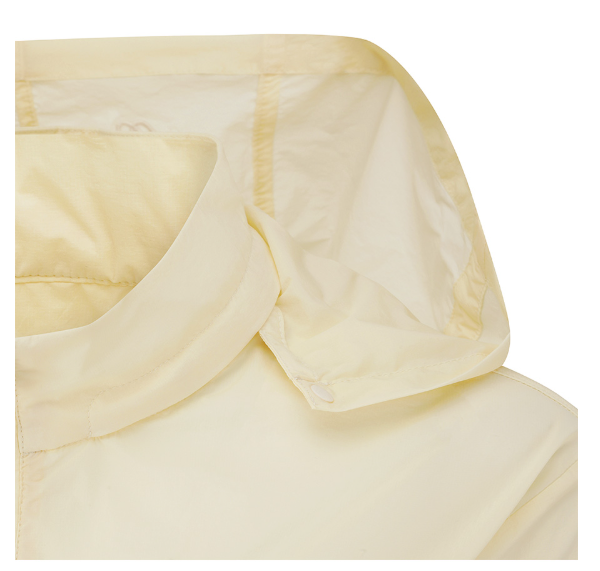 Malbon women's slim-fit UV-protection breathable hoodie in Beige, fabric and hem detail