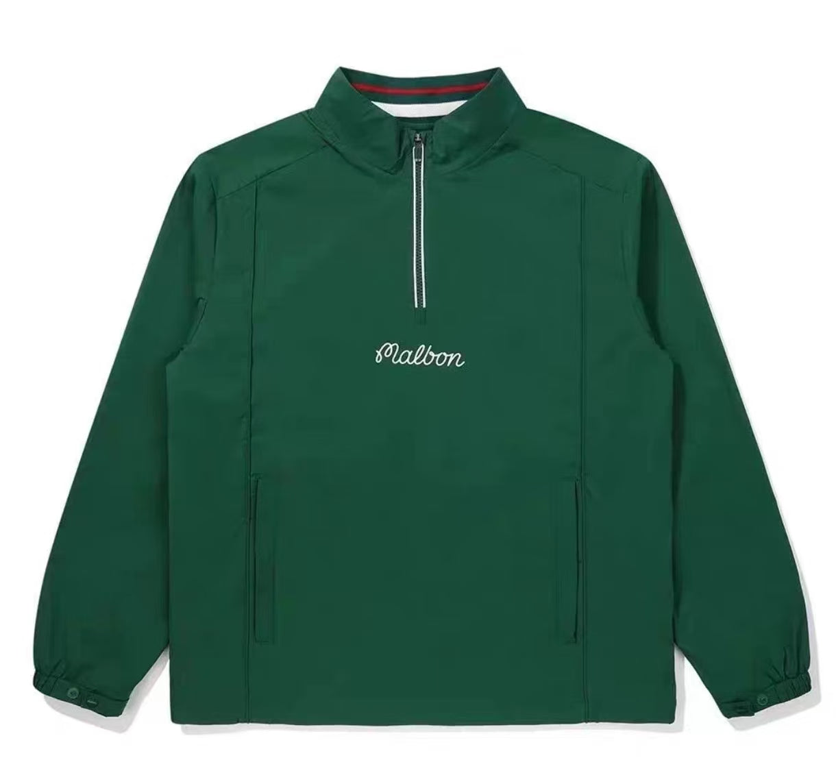 Malbon Golf Men’s Quick-Dry Stand Collar Half-Zip Pullover green front view