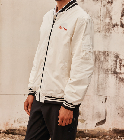 Malbon men Cream technical waterproof golf jacket fit detail