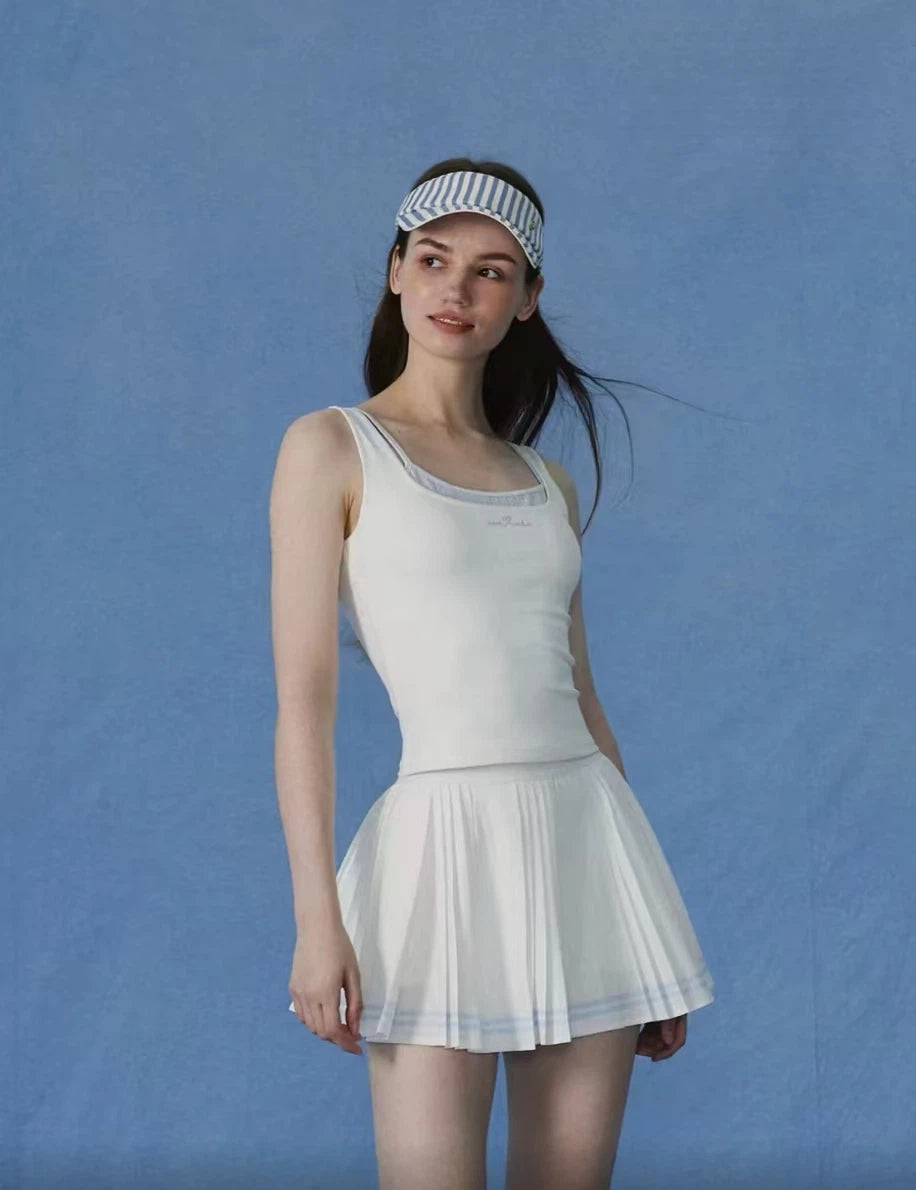 NowRose White golf skort ball pocket detail