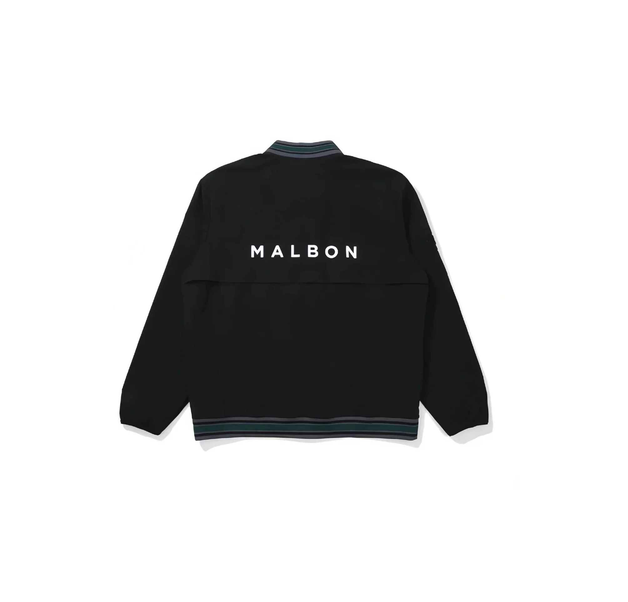 Malbon Men's Golf Zip Jacket - Breathable Sport Outerwear Black back view 블랙 골프 의류 후면