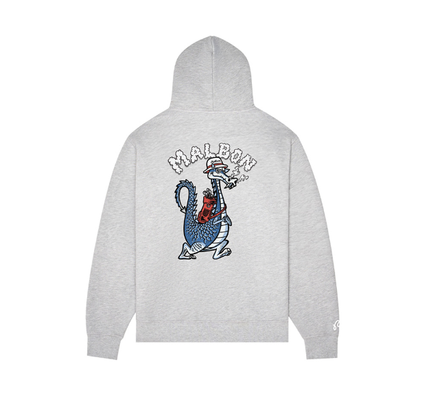 Malbon Unisex Dragon Graphic Heavyweight Golf Hoodie Grey back view