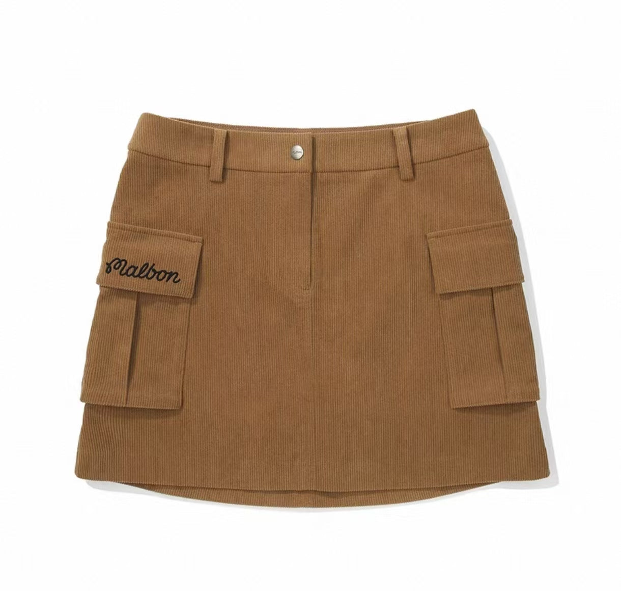 Malbon Golf 여성용 코듀로이 카고 A라인 스커트팬츠 카키 정면