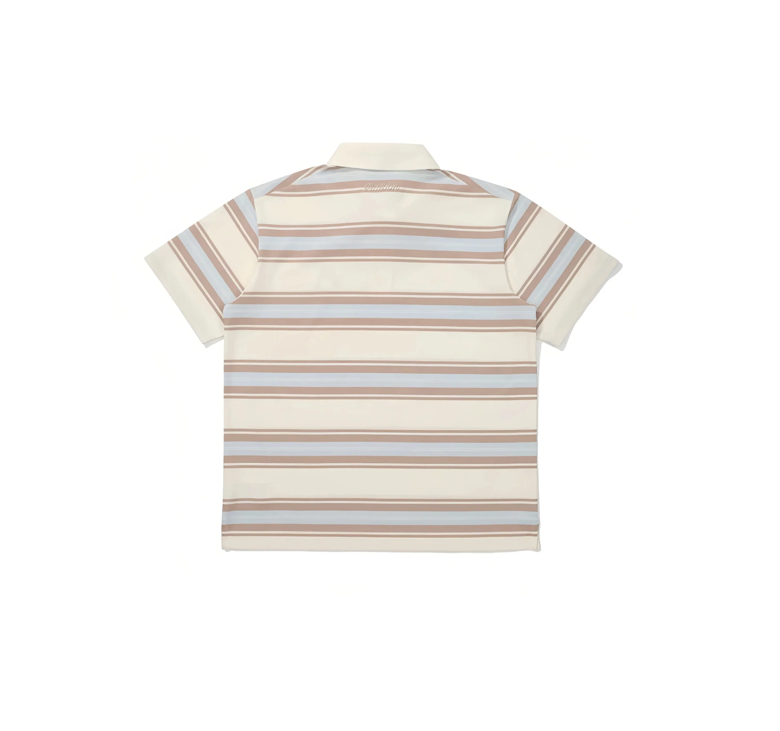 Malbon Golf Striped Polo Shirt Men Women Casual Sport Tee Beige back view 베이지 골프 의류 후면