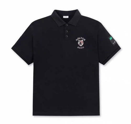 Golden Bear Black graphic golf polo front view