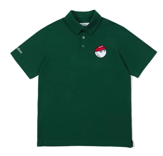 Malbon Golf 남성용 통기성 속건 폴로 셔츠 그린 정면