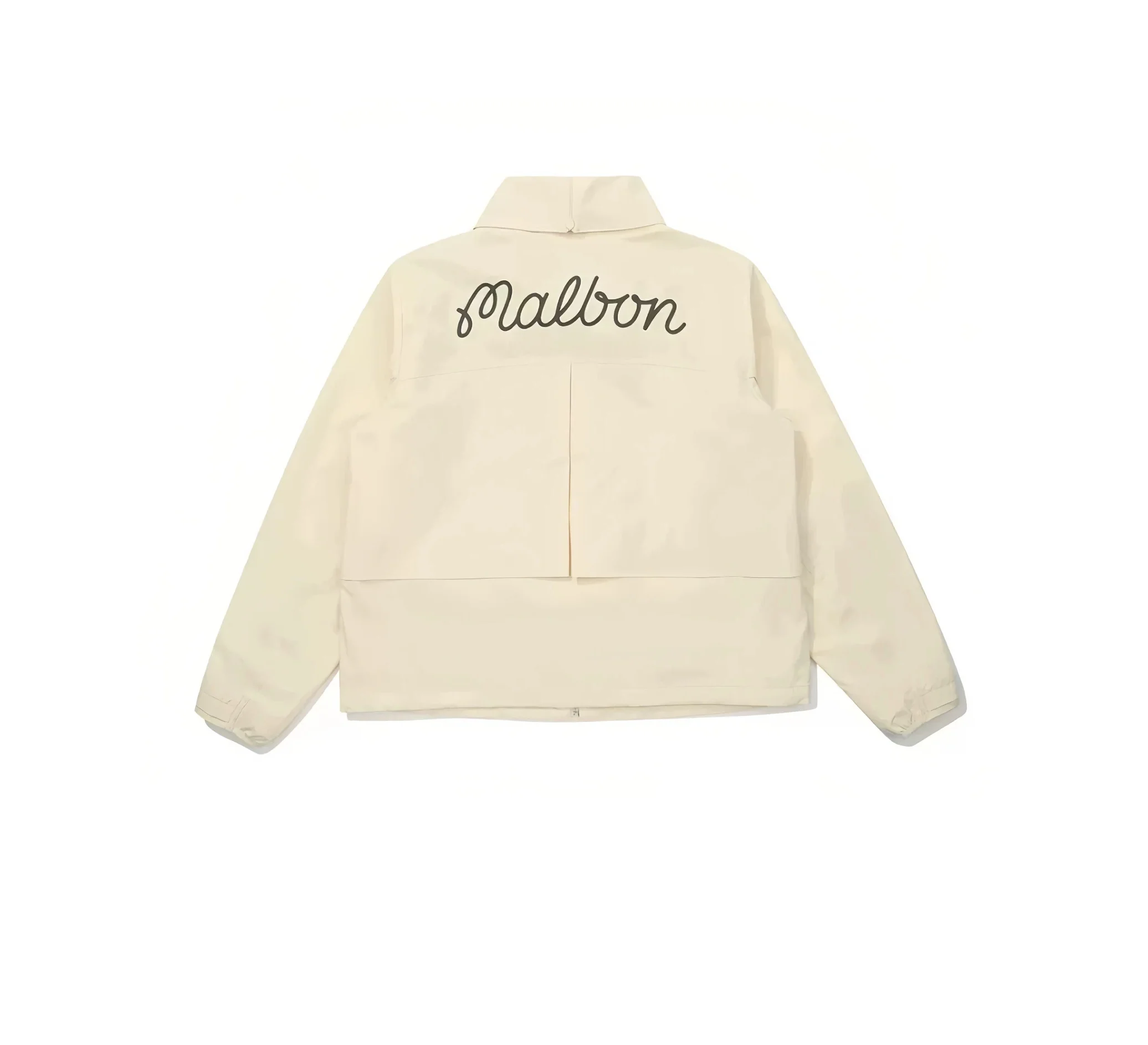 Malbon Women Golf Windbreaker Jacket Zip Hooded 2026 Beige back view 베이지 골프 의류 후면