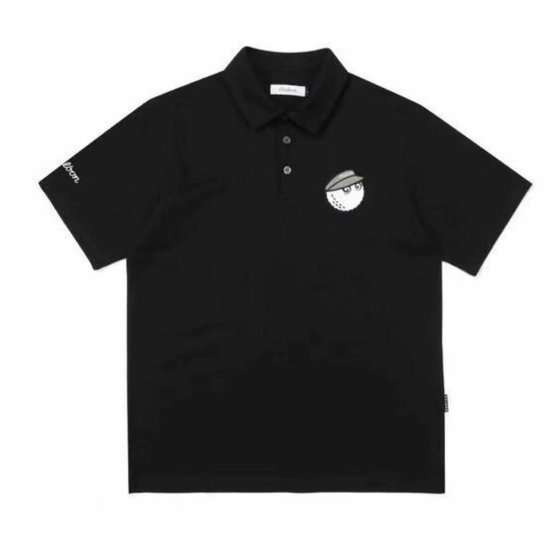 Malbon Golf 남성용 통기성 속건 폴로 셔츠 블랙 정면