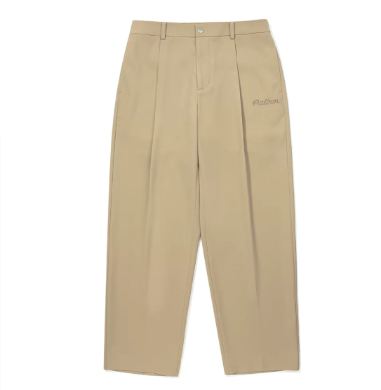 Malbon Studio Seoul Pintuck Straight Pant Beige golf pants front view