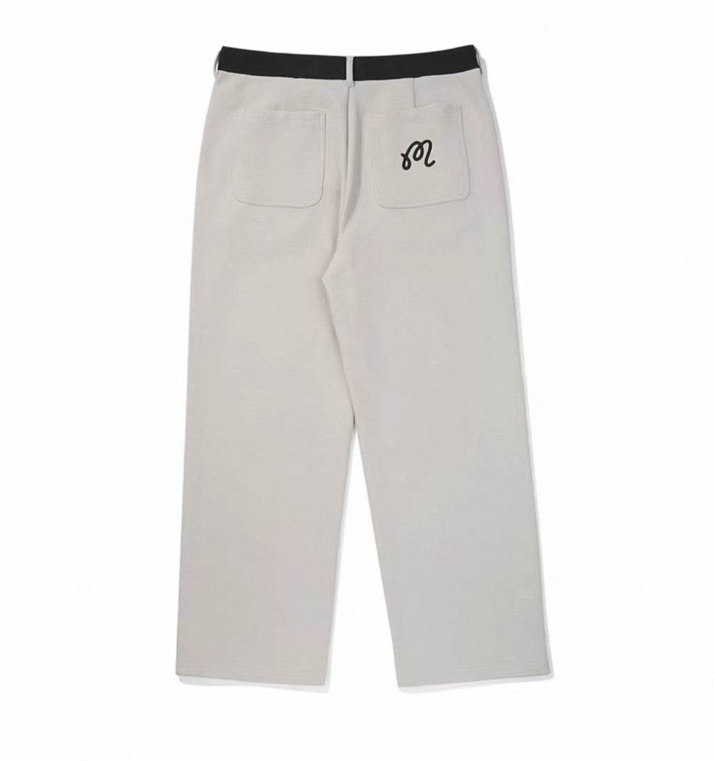Malbon Golf Men's Stretch Quick-Dry Straight Pants Beige golf pants front view