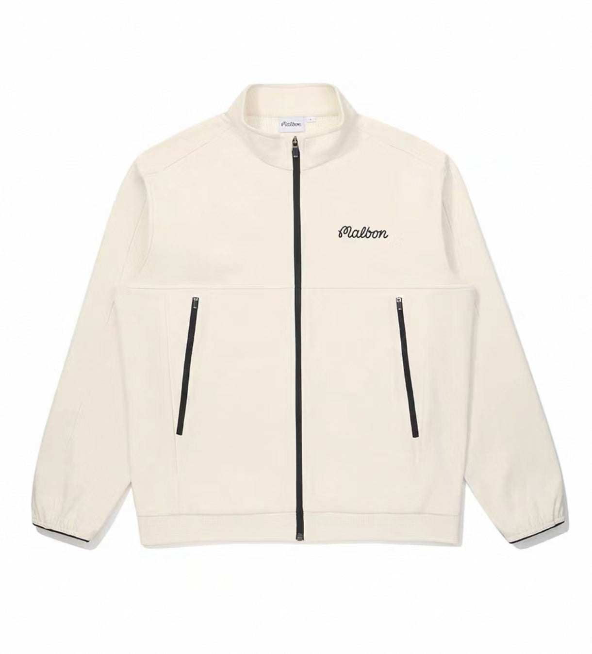 Malbon Studio Seoul Softshell Jacket Beige softshell golf jacket front view