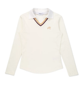 Malbon 여성용 Moisture-Wicking Long Sleeve Golf Polo 베이지 긴팔 골프 폴로 정면 이미지