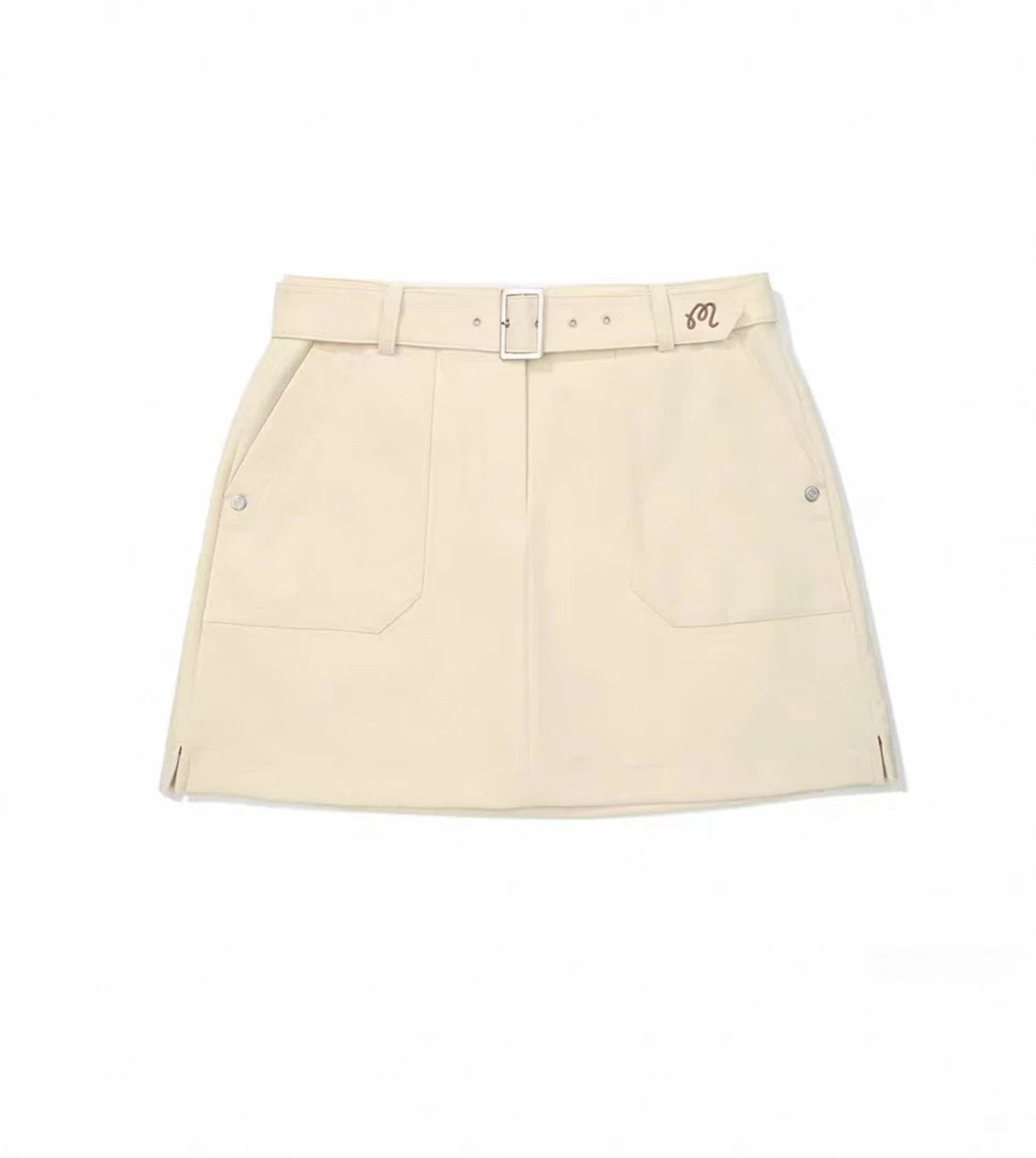 Malbon Women's Cargo Golf Skort With Pockets Beige cargo golf skort front view