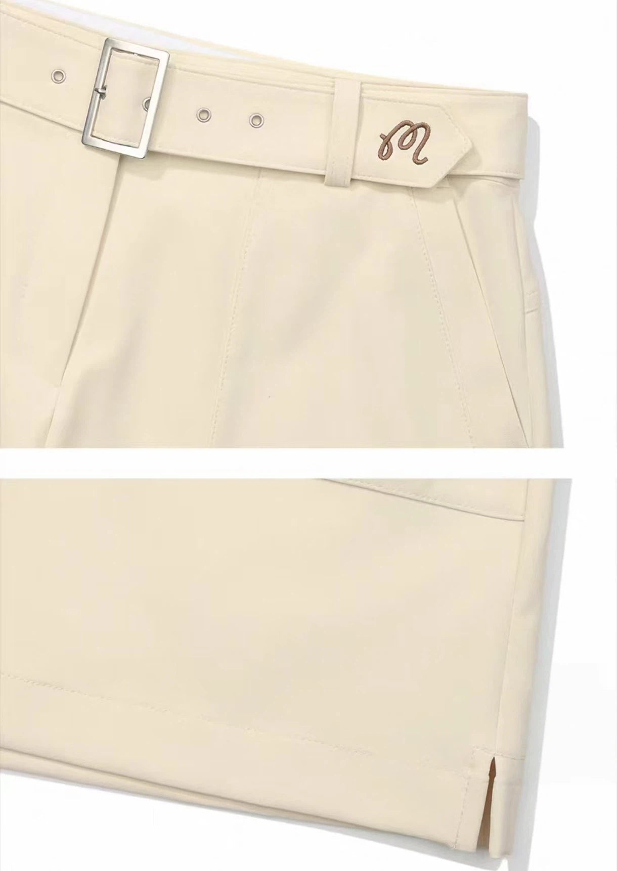 Malbon Women's Cargo Golf Skort With Pockets Beige cargo golf skort front view