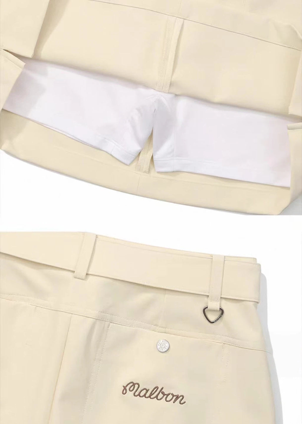Malbon Women's Cargo Golf Skort With Pockets Beige cargo golf skort front view