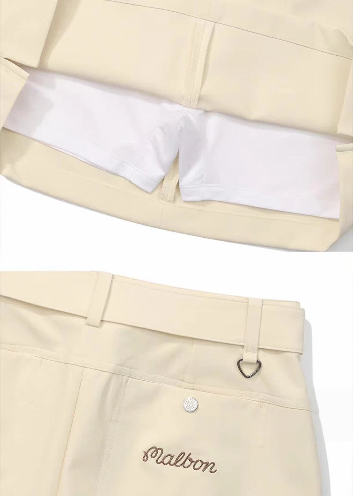Malbon Women's Cargo Golf Skort With Pockets Beige cargo golf skort front view