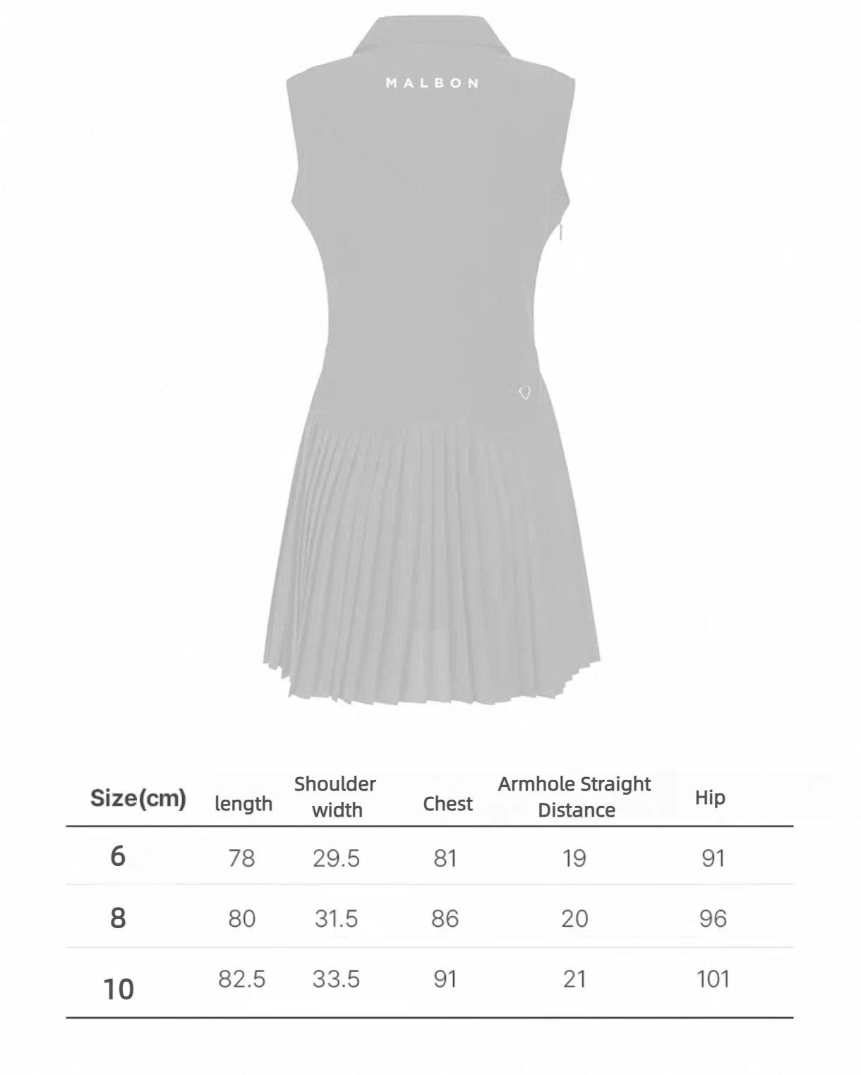 Malbon Studio Seoul Sleeveless Polo Golf Dress 블랙 사이즈 차트