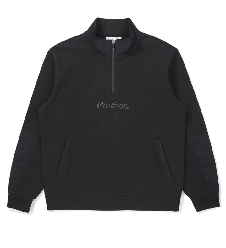 Malbon 남성용 Lightweight Casual Golf Jacket 블랙 경량 골프 재킷 정면 이미지
