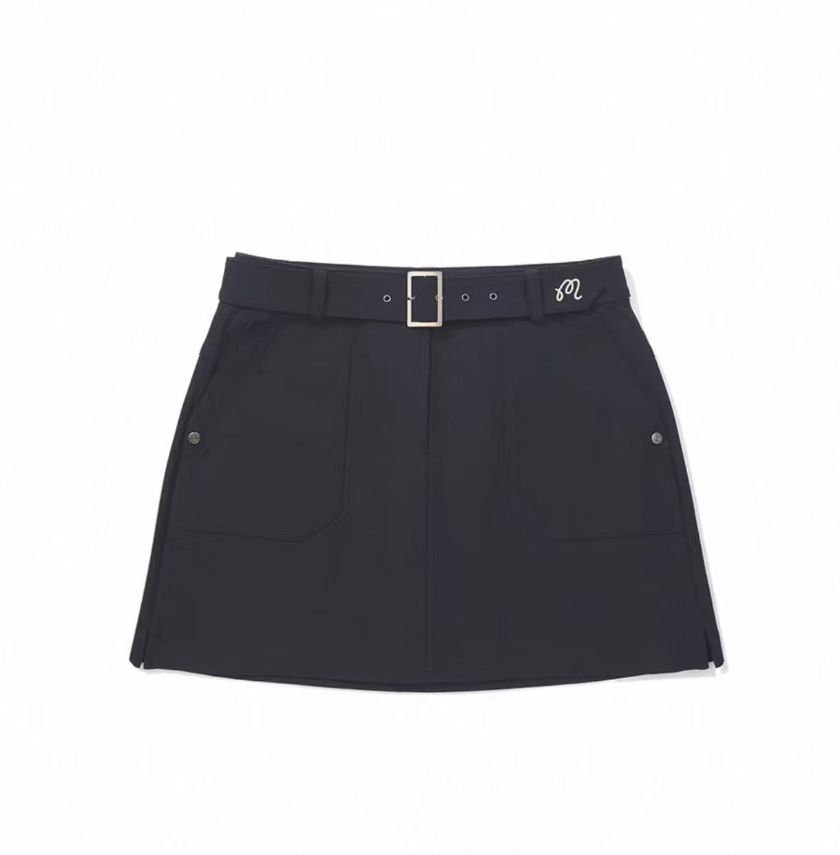 Malbon Women's Cargo Golf Skort With Pockets Black cargo golf skort front view