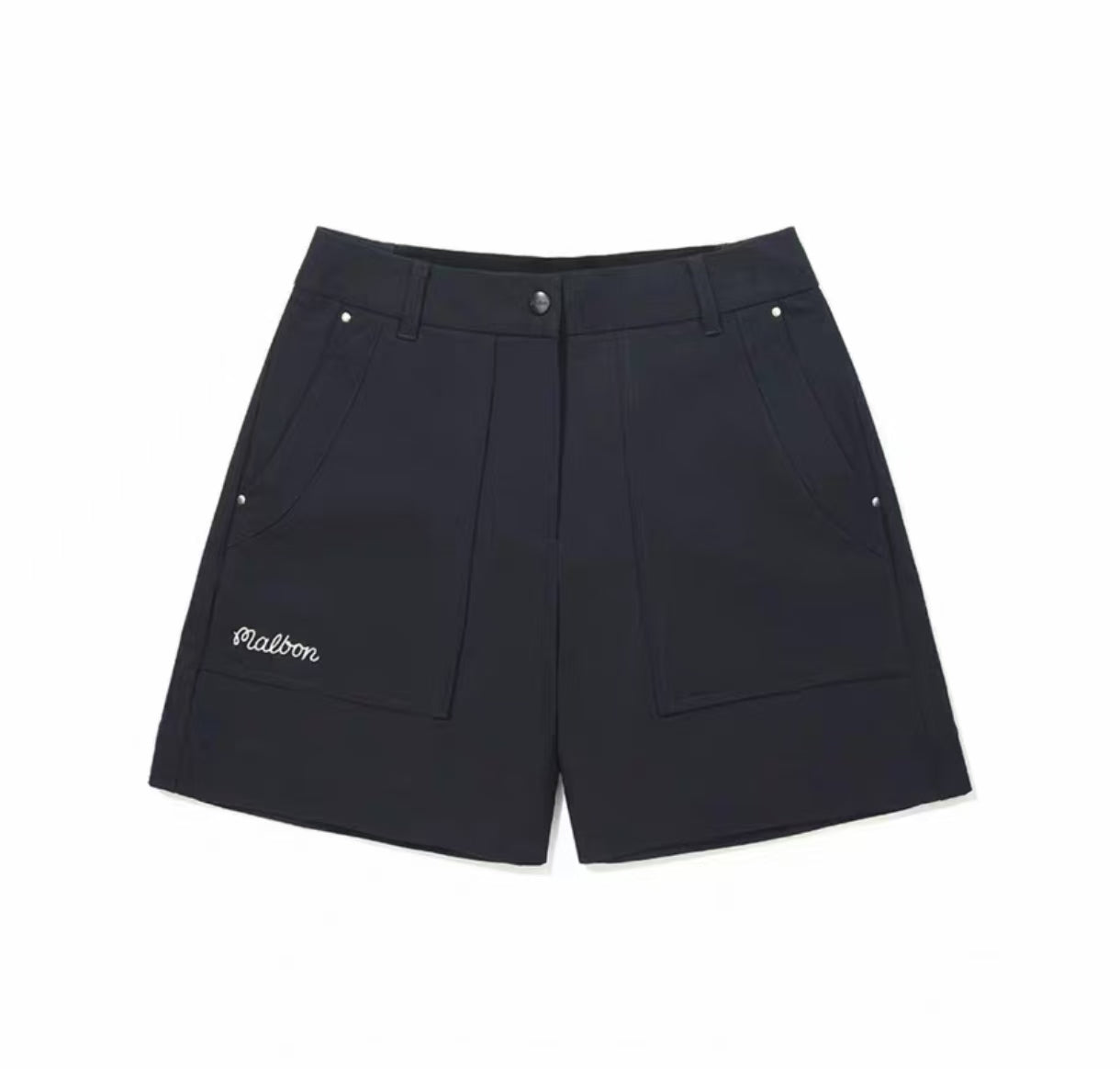 Malbon Women's Lightweight Quick-Dry Shorts Black quick-dry golf shorts front view