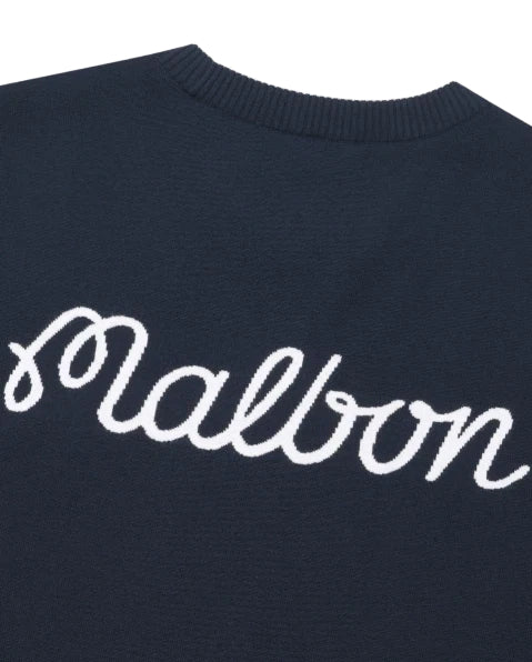 Malbon Studio Seoul Double-Knit Men's Pullover Navy golf pullover front view